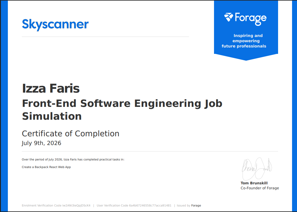 Front End Software Engineering Job Simulation